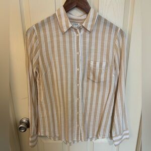 J.Crew Neutral Stripe Cotton Button-Down Shirt | Size S